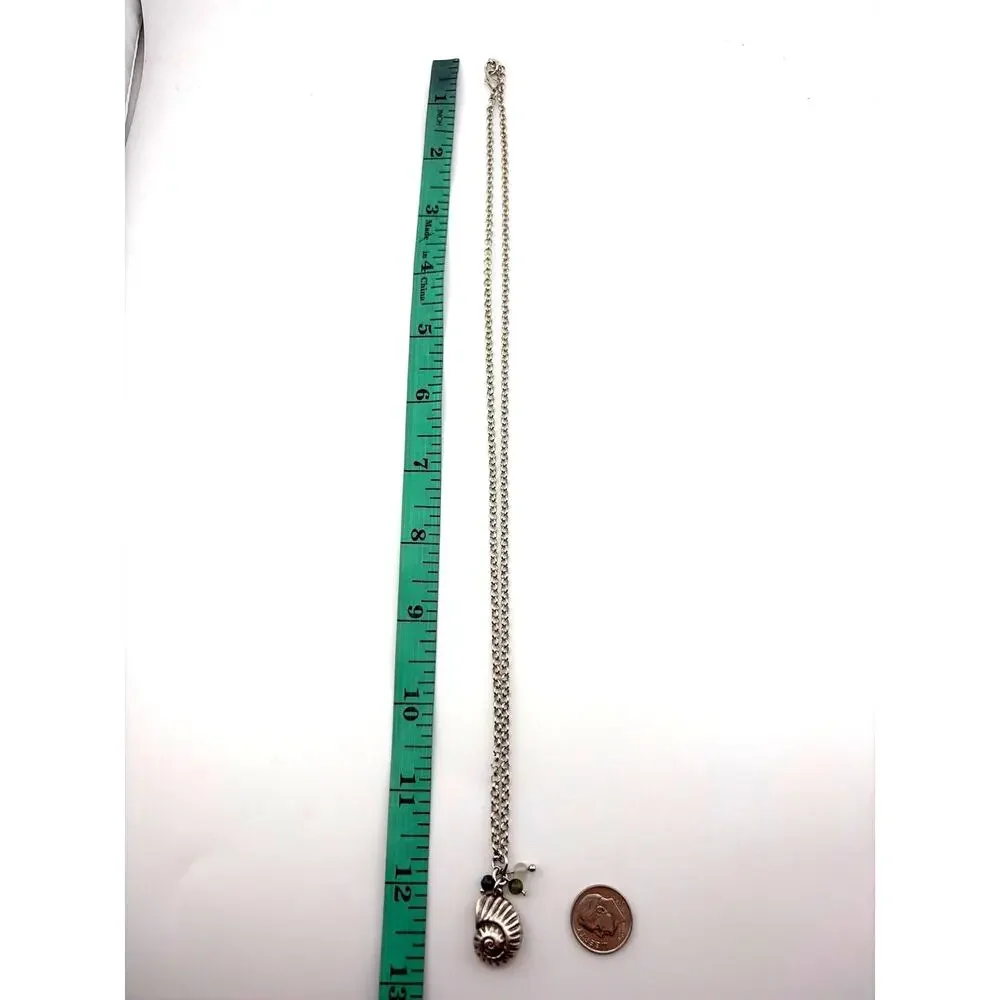 Sterling Silver Shell Pendant Necklace with Agate and Sea Glass Beads